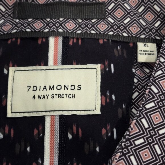 7 Diamonds Mens 4 Way Stretch Short Sleeve Button Up Shirt XL Diamond Design - Picture 5 of 10